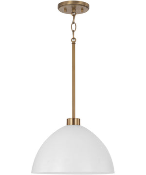 Ross 1-Light Pendant Aged Brass and White