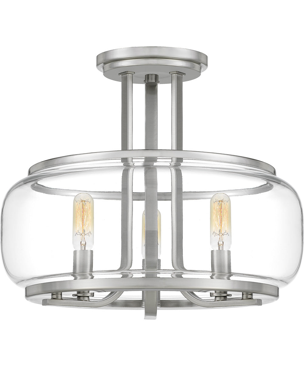 Pruitt Medium 3-light Semi Flush Mount Brushed Nickel