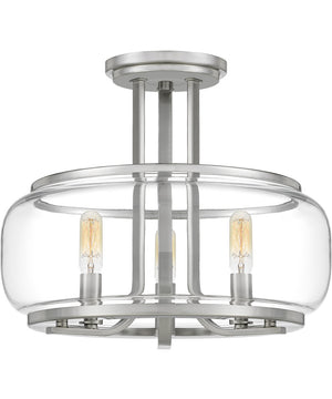 Pruitt Medium 3-light Semi Flush Mount Brushed Nickel