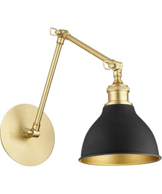 1-light Wall Mount Light Fixture Aged Brass w/ Noir