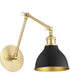 1-light Wall Mount Light Fixture Aged Brass w/ Noir