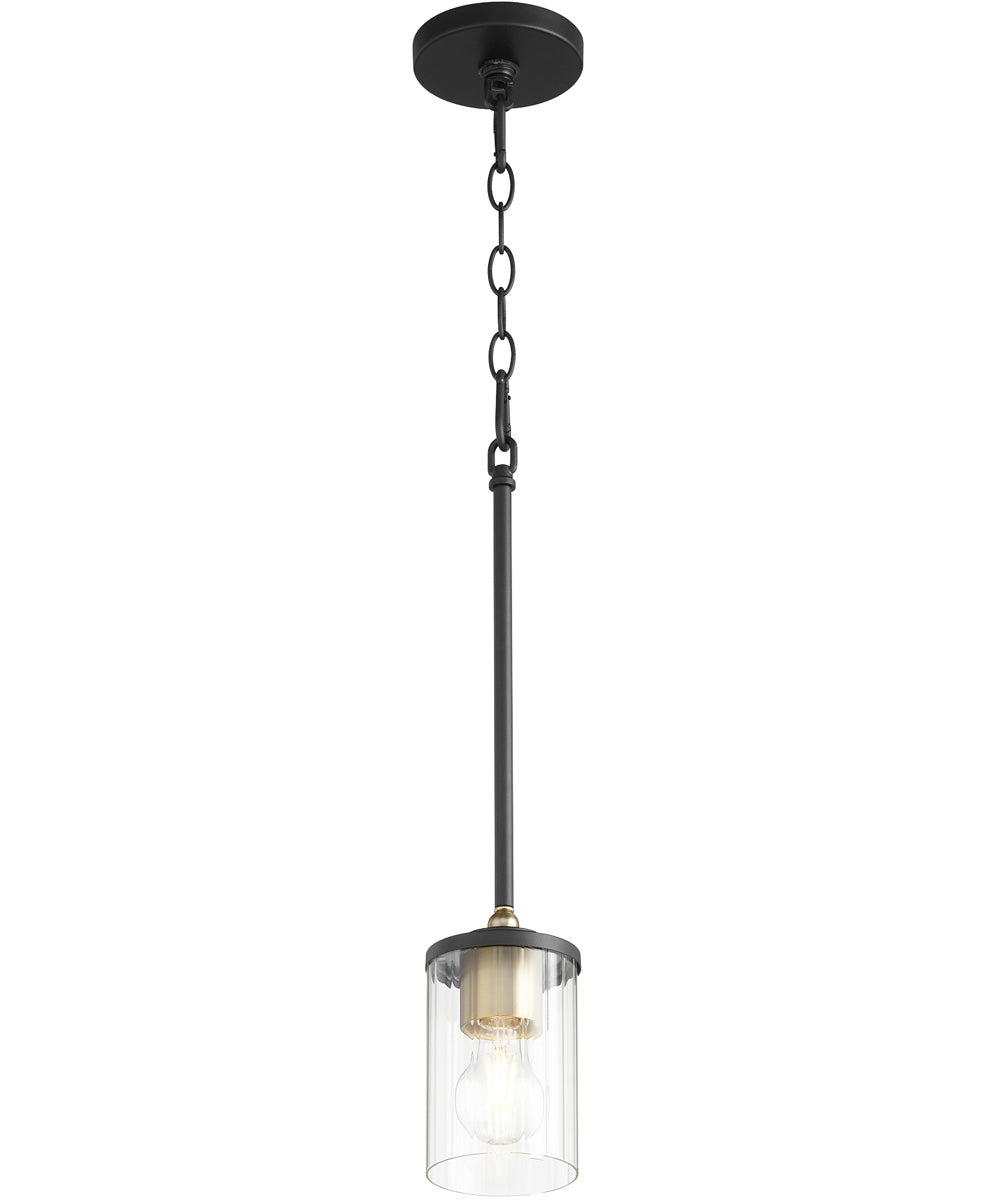 Empire 1-light Pendant Textured Black w/ Aged Brass