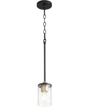 Empire 1-light Pendant Textured Black w/ Aged Brass