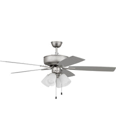 52" Pro Plus 114 White 4 Light Kit 4-Light LED Ceiling Fan (Blades Included) Brushed Satin Nickel