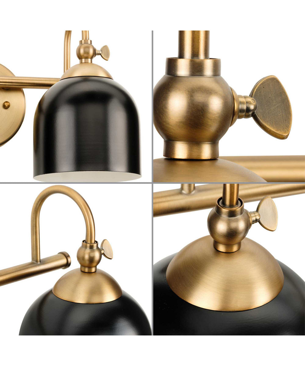 Dalton 4-Light Farmhouse Metal Shade Bath Vanity Light Vintage Brass