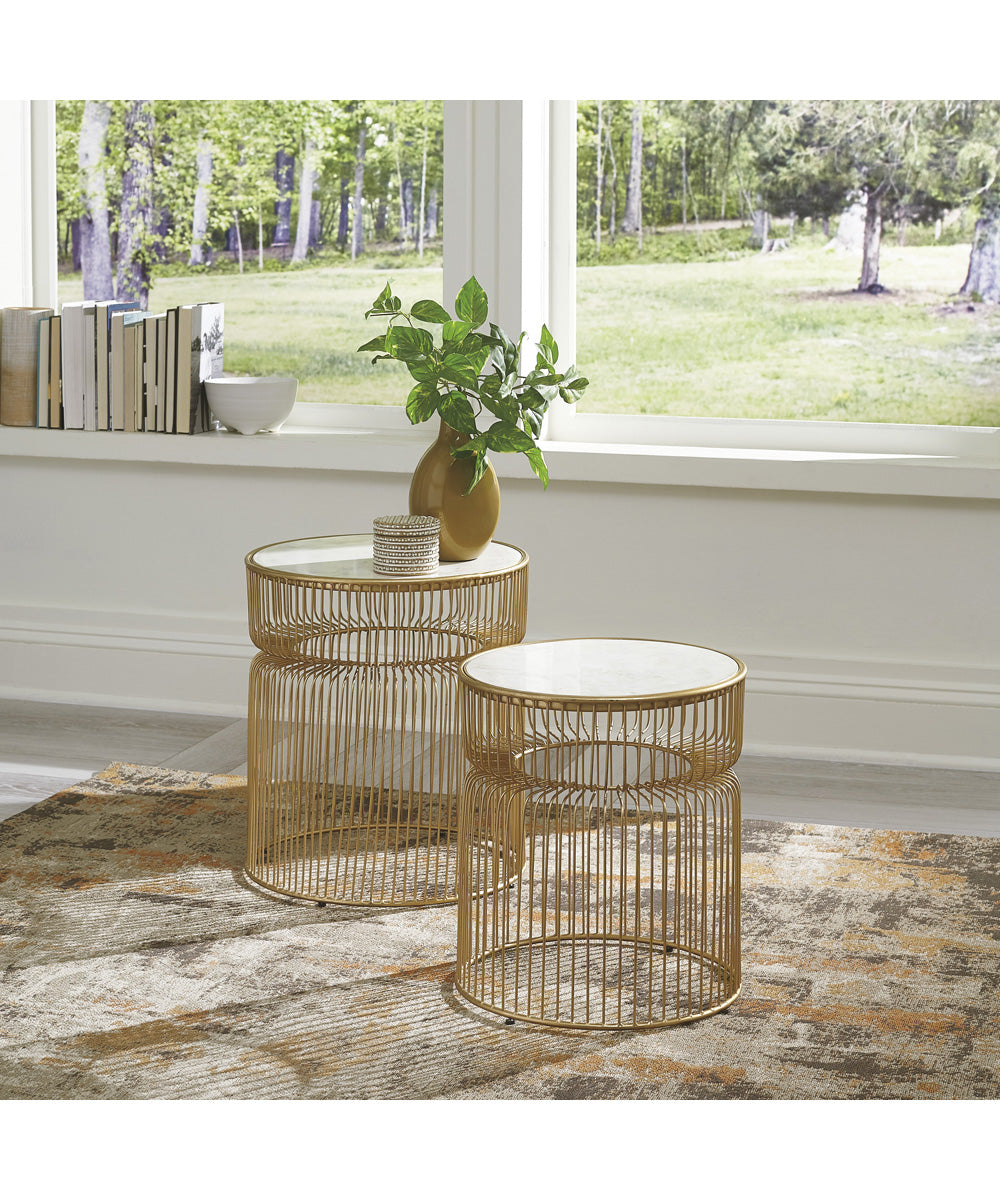 Vernway Accent Table Set of 2 White/Gold