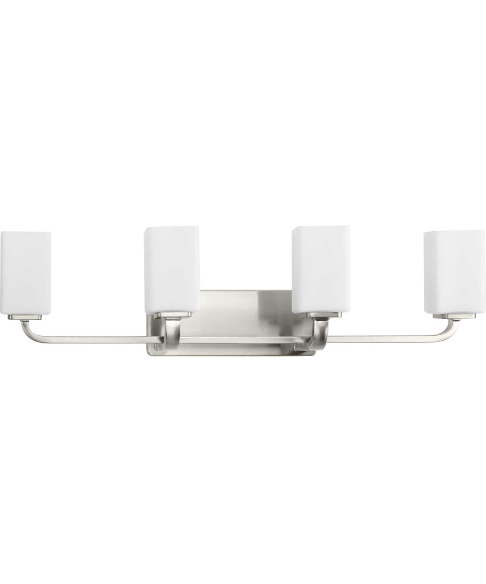 Cowan 4-Light Modern Etched Opal Glass Bath Vanity Light Brushed Nickel