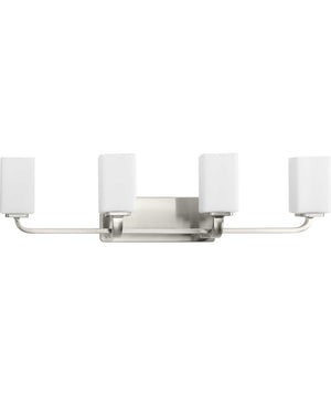 Cowan 4-Light Modern Etched Opal Glass Bath Vanity Light Brushed Nickel