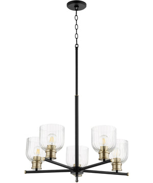 Monarch 5-light Chandelier Noir w/ Aged Brass