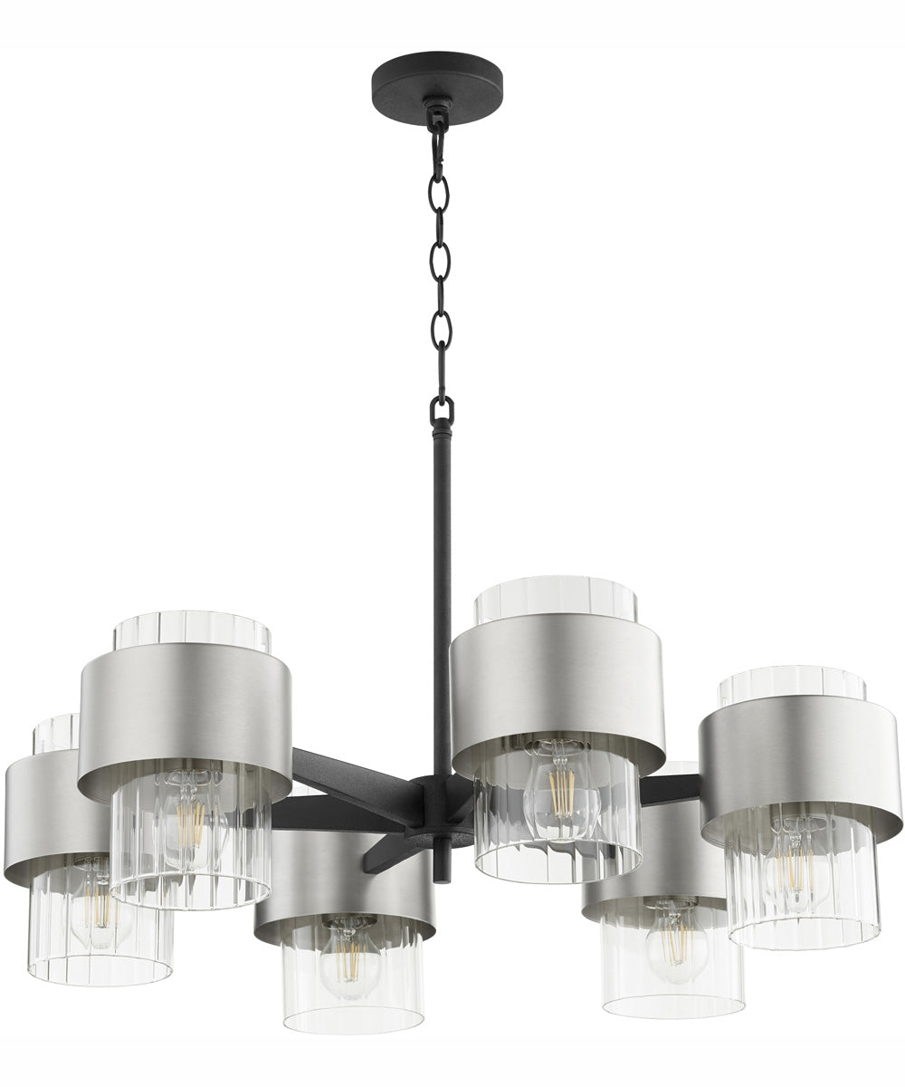 Epsilon 6-light Chandelier Textured Black w/ Satin Nickel