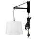 12"W MAST Plug-In Wall Mount Pendant 1 Light Black Cord/Arm Drum White Shade