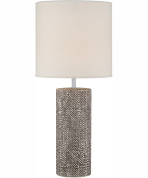 Dustin 1-Light Table Lamp Dark Brown Ceramichrome/ White Linen Shade