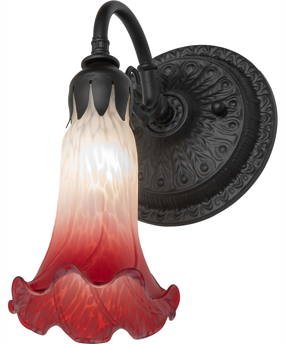 5.5" Wide Pink/White Tiffany Pond Lily Wall Sconce