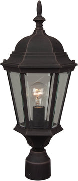 22"H Straight Glass 1-Light Outdoor Post Mount Rust
