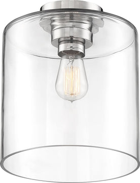 10"W Chantecleer 1-Light Close-to-Ceiling Polished Nickel / Clear