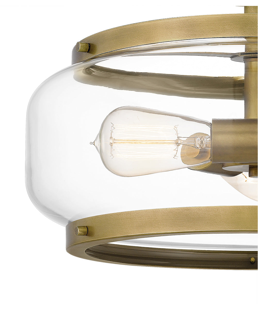 Tapley 3-light Semi Flush Mount Weathered Brass