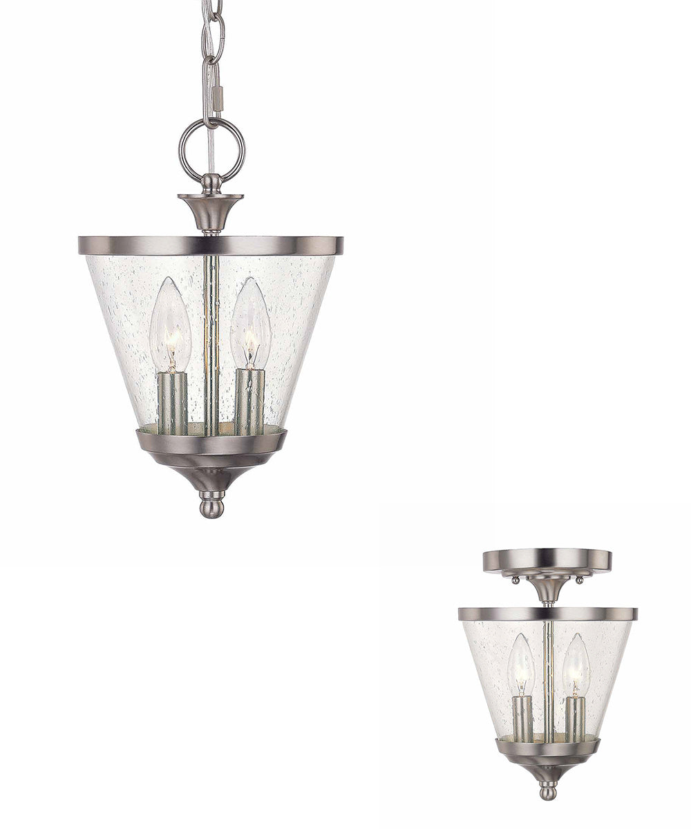 Stanton 2-Light Dual-Mount Pendant/Semi-Flush Mount Foyer Fixture Brushed Nickel