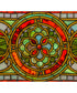 11"H x 35"W Evelyn in Topaz Transom Stained Glass Window