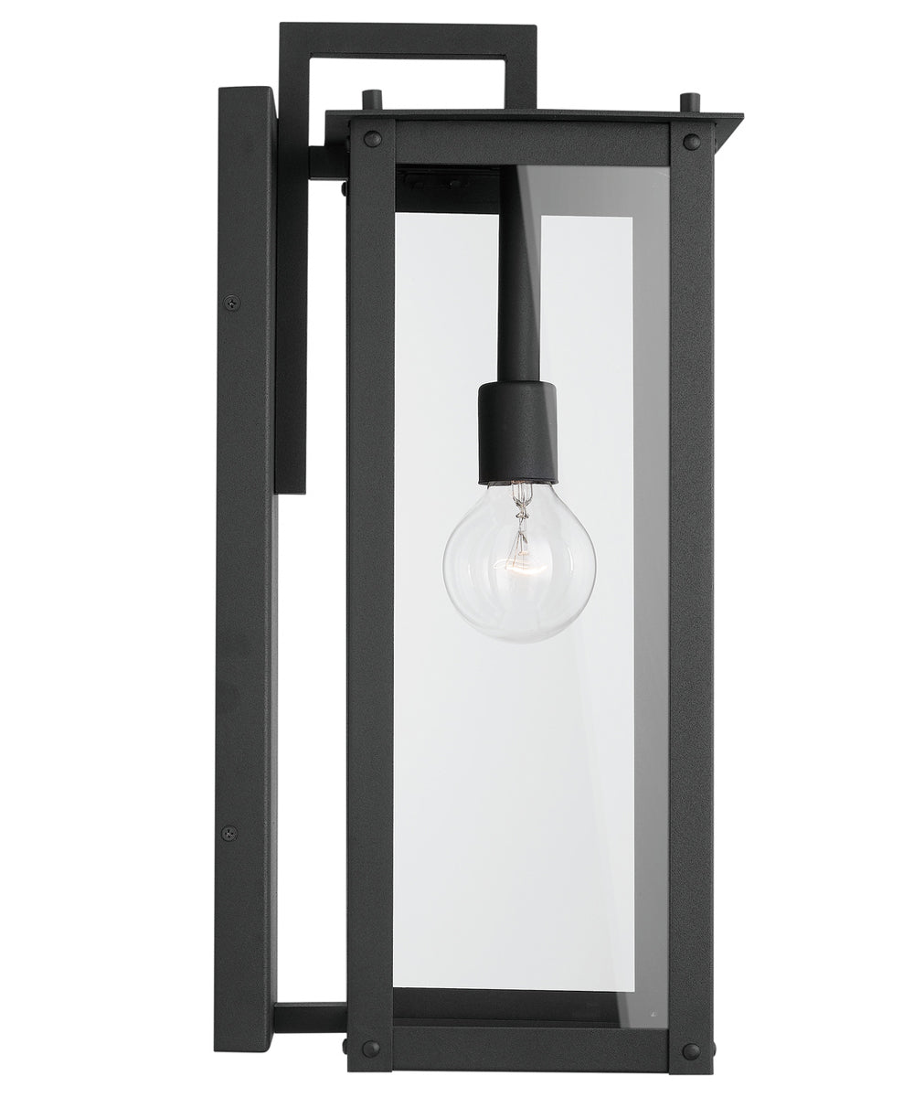 Hunt 1-Light Outdoor Wall Mount Rain or Shine - Black with Clear Glass