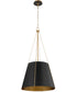 3-light Pendant Matte Black w/ Aged Brass
