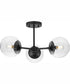 Atwell 3-Light Mid-Century Modern Semi-Flush Mount Matte Black