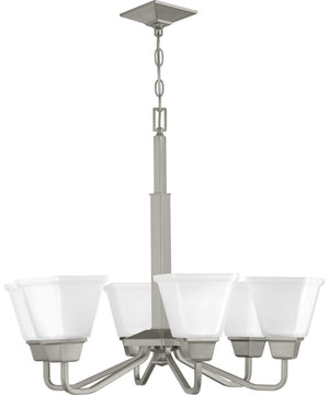 Clifton Heights 6-Light Etched Glass Craftsman Chandelier Light Brushed Nickel
