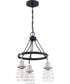 Thatcher 3-Light Down Chandelier Flat Black/Brushed Polished Nickel