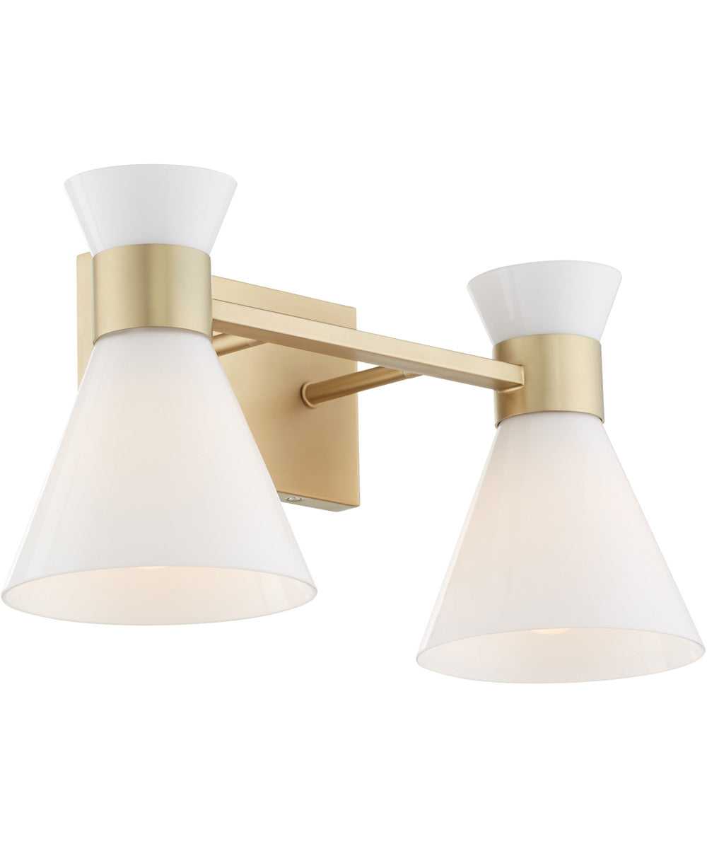 Beldar 2-light Bath Vanity Light Aged Brass w/ Gloss Opal