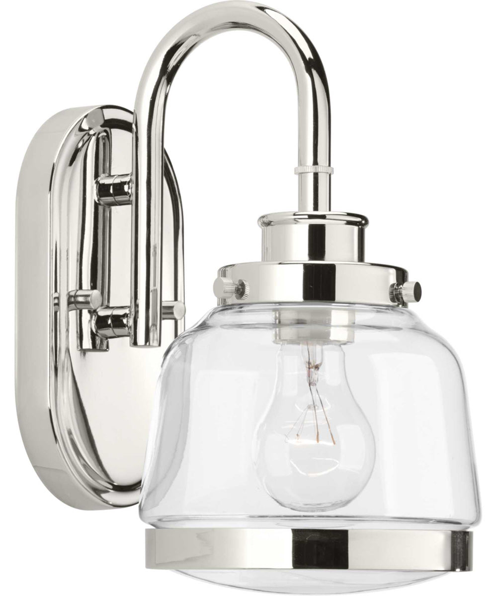 Judson 1-Light Clear Glass Farmhouse Bath Vanity Light Polished Nickel