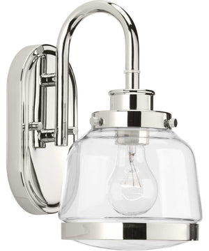 Judson 1-Light Clear Glass Farmhouse Bath Vanity Light Polished Nickel