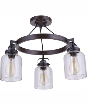 Foxwood 3-Light Semi Flush Flat Black/Dark Teak
