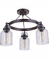 Foxwood 3-Light Semi Flush Flat Black/Dark Teak