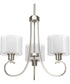 Invite 3-Light White Silk Mylar Shade New Traditional Chandelier Light Brushed Nickel