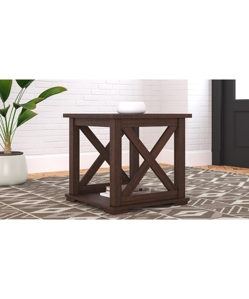 22"H Camiburg Square End Table Warm Brown