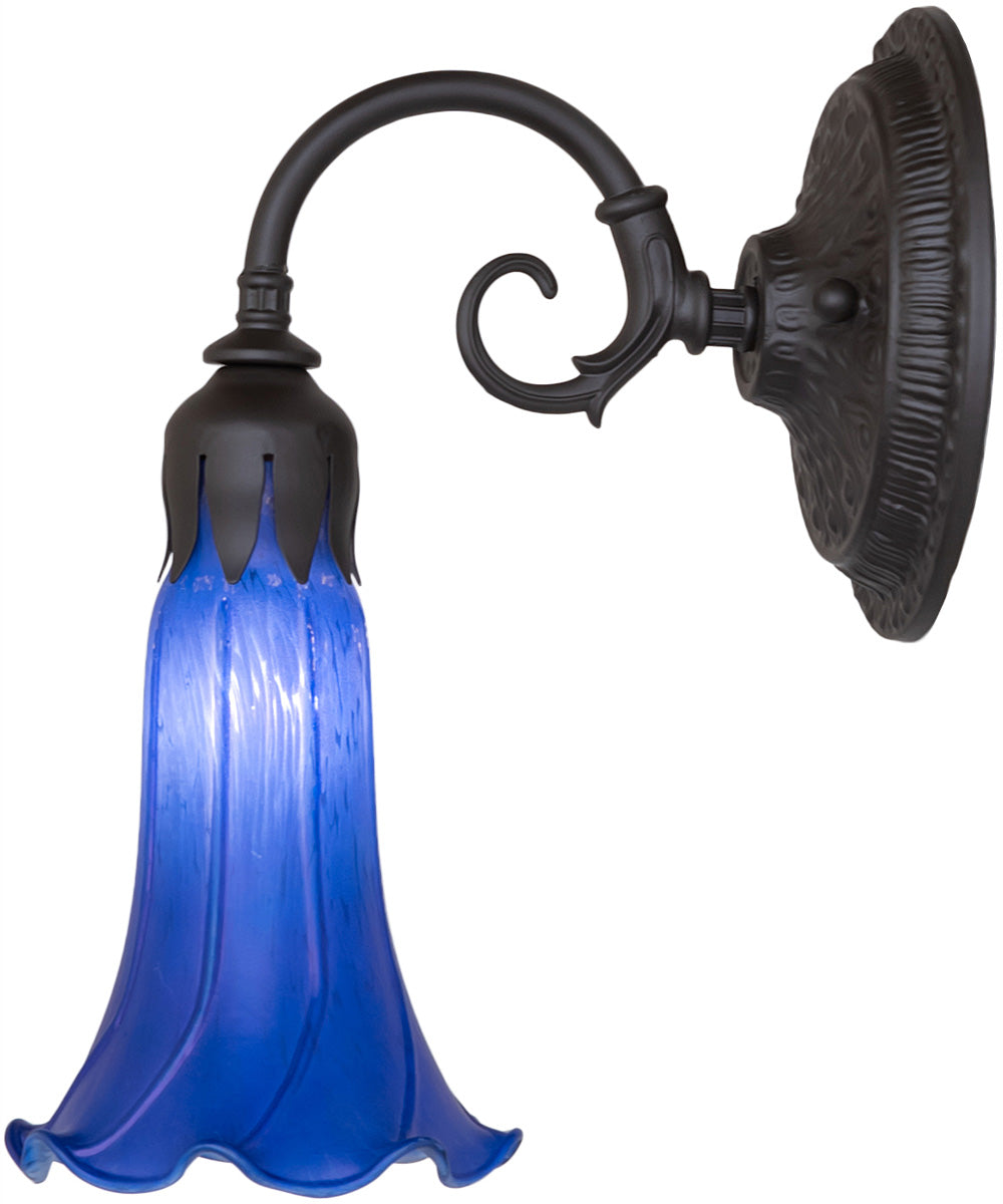 5.5" Wide Blue Tiffany Pond Lily Wall Sconce