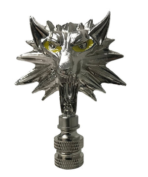 FREE GIFT | Wolf Head Lamp Finial Brushed Nickel Base 2.75"h