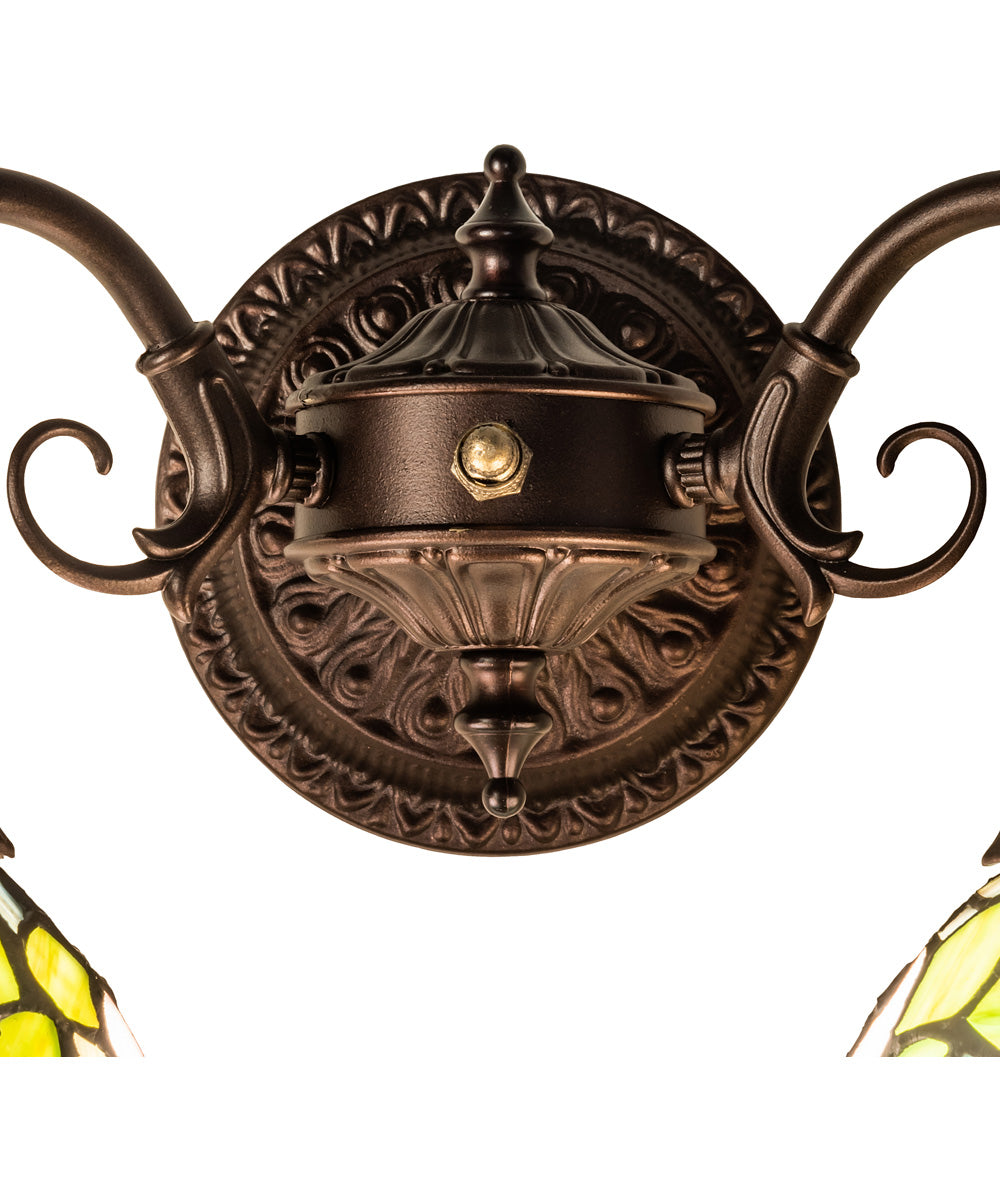 18"W Tiffany Rosebush 2 Light Wall Sconce.602