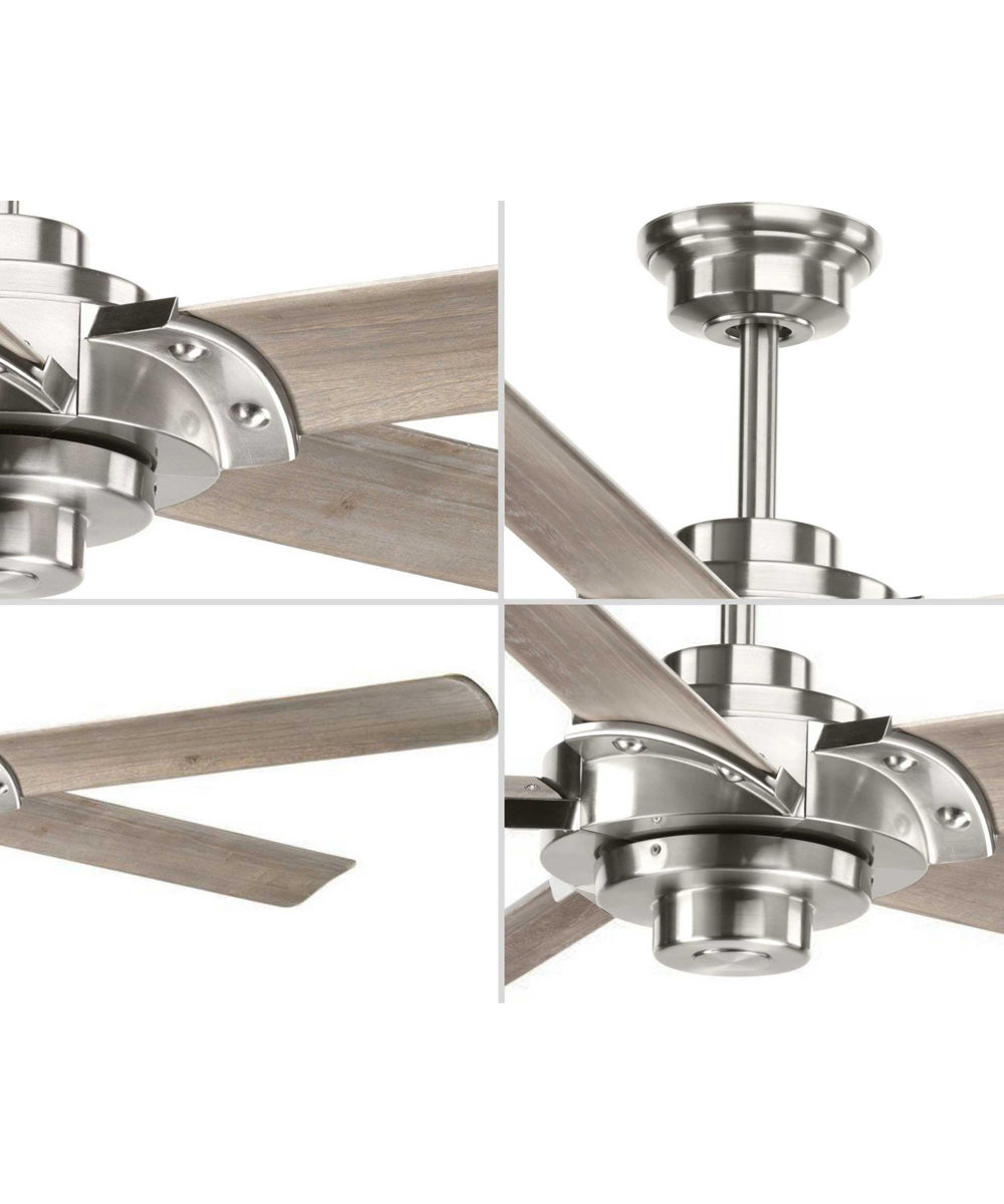 Ellwood 68" Carved Wood Blade Brushed Nickel