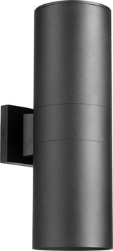 17"H Cylinder 2-light Outdoor Wall Mount Light Fixture Noir