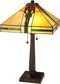 23"H Parker Poppy  2-Light Tiffany Table Lamp Brown
