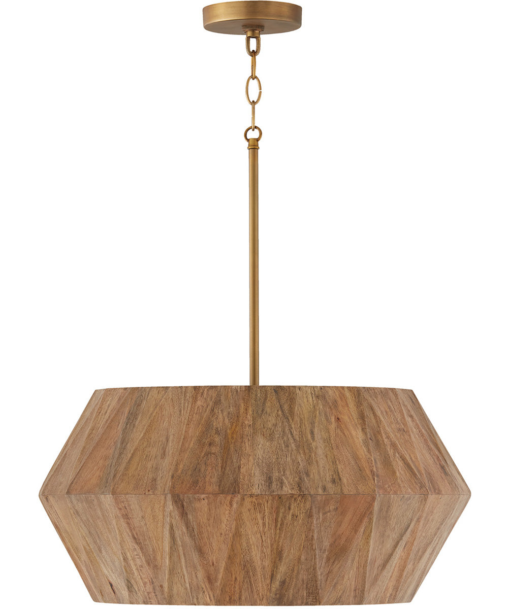 Nadeau 4-Light Pendant Light Wood and Patinaed Brass