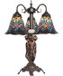 23" High Tiffany Peacock Feather 3 Light Table Lamp