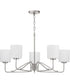 Tobin 5-Light Etched White Glass Modern Chandelier Light Brushed Nickel