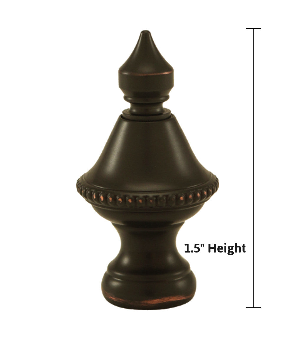 Beaded Knob Lamp Finial Spire Oiled Bronze 1.5"h