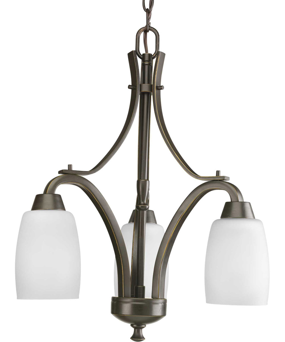 Wisten 3-Light Etched Glass Modern Chandelier Light Antique Bronze