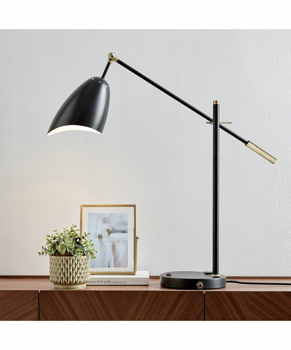 Tanko 1-Light Metal Table Lamp Antique Brass/Black With Usb Charging And Outlet