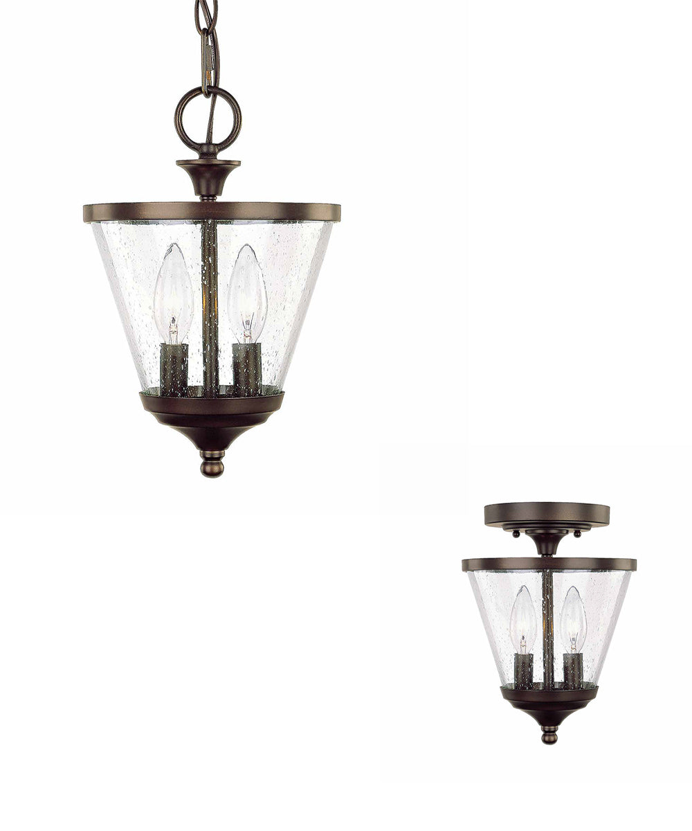 Stanton 2-Light Dual-Mount Pendant/Semi-Flush Mount Foyer Fixture Burnished Bronze