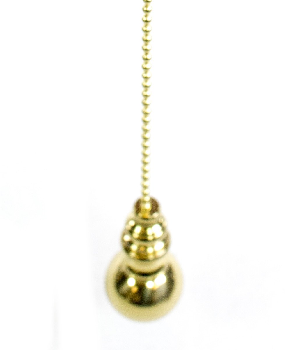 Polished Brass Sphere Ceiling Fan Pull, 1.5"h with 12" Polished Brass Chain