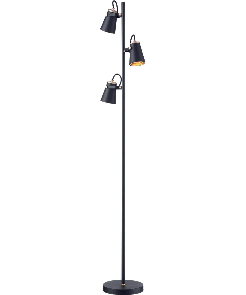 Edward 3-Light  Floor Lamp Black/Brass