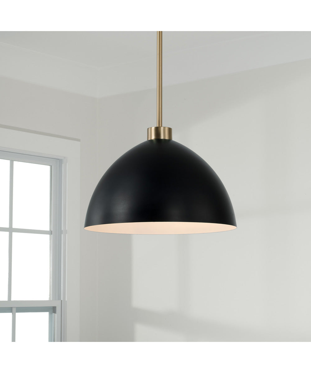 Ross 1-Light Pendant Aged Brass and Black